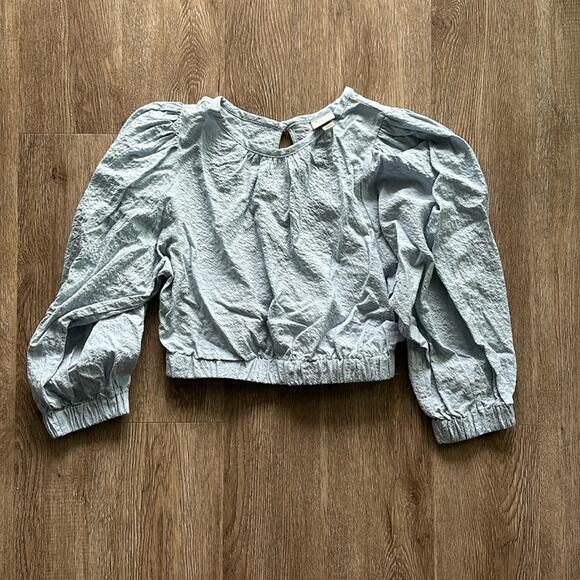 A New Day 3/4 Sleeve Bubble Hem Crop Top - Picture 1 of 3
